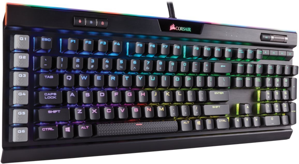 Herná klávesnica Corsair Gaming K95 RGB Platinum, RGB LED, Cherry MX Brown Bočný pohľad