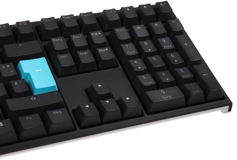 Gaming-Tastatur Ducky ONE 2 Backlit PBT - MX-Brown - weiße LED - schwarz - DE Seitlicher Anblick