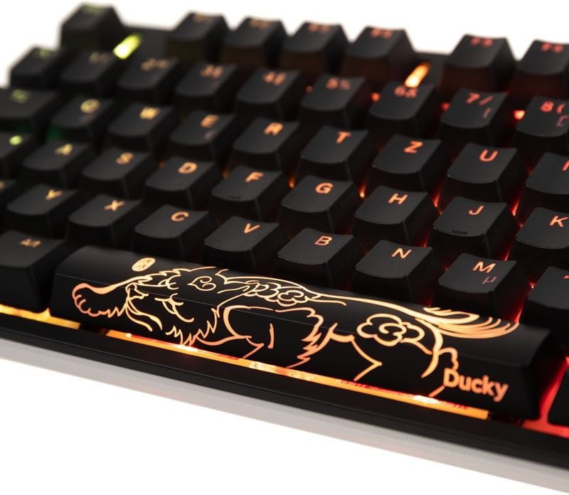 Gaming-Tastatur Ducky ONE 2 Backlit PBT - MX-Silent-Red - RGB LED - schwarz - DE Seitlicher Anblick