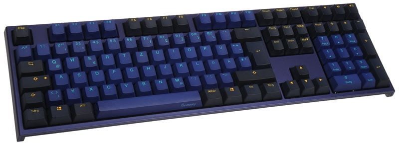 Herná klávesnica Ducky ONE 2 Horizon PBT, MX-Black – modrá – DE Bočný pohľad