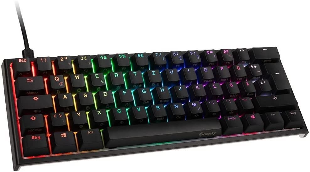 Herná klávesnica Ducky ONE 2 Mini, MX-Blue, RGB-LED, čierna – DE Bočný pohľad