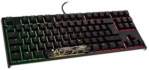 Gaming-Tastatur Ducky ONE 2 TKL PBT, MX-Brown, RGB LED - schwarz - DE Seitlicher Anblick