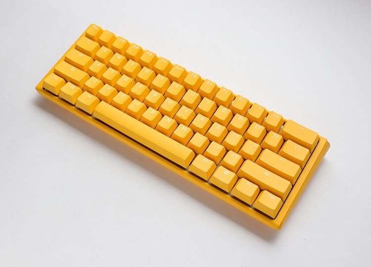 Gaming-Tastatur Ducky One 3 Yellow Mini, RGB LED - MX-Red  - DE Seitlicher Anblick