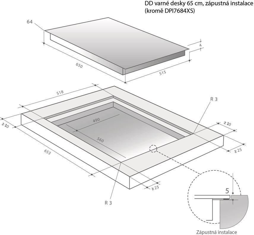 Cooktop De Dietrich DPI7654B Technical draft