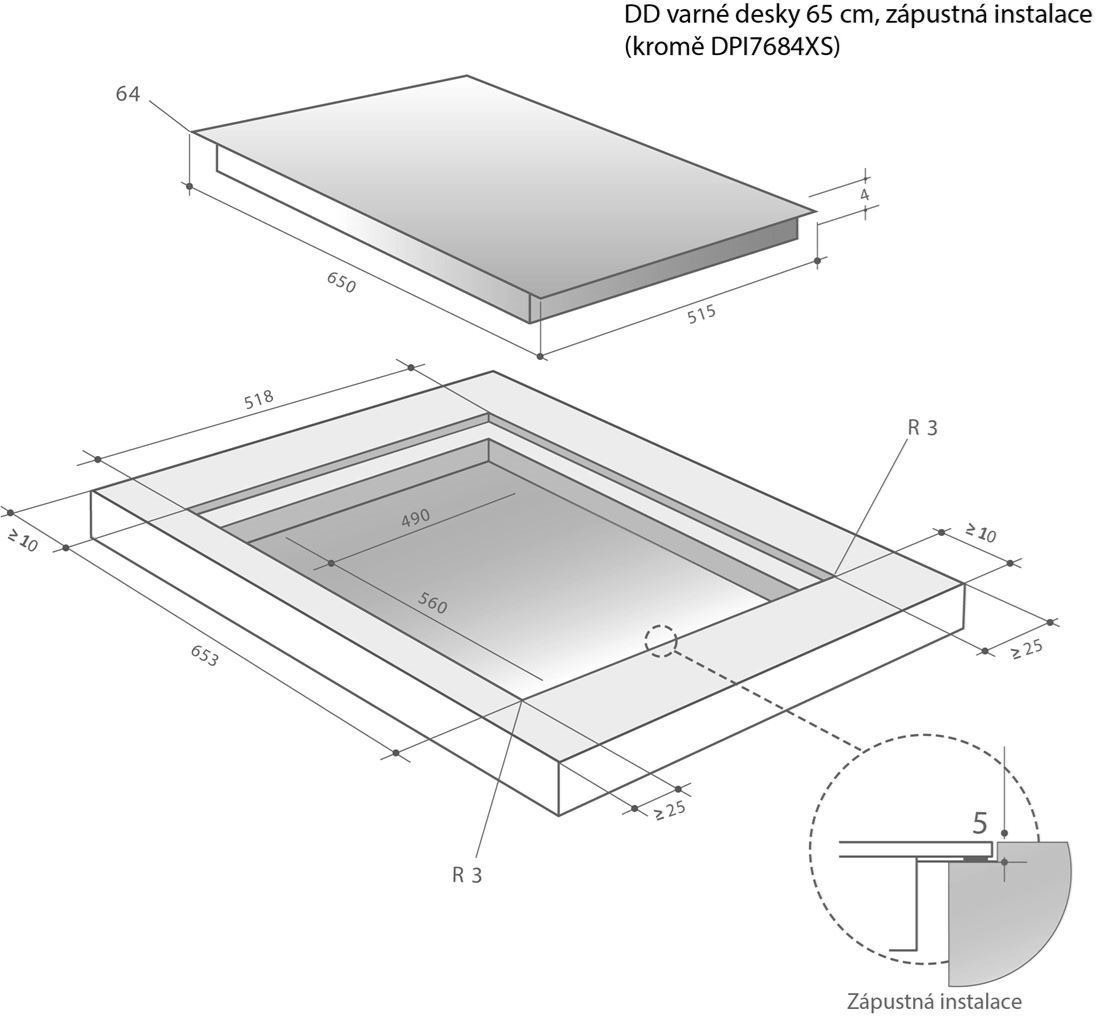 Cooktop De Dietrich DPI7670W Technical draft
