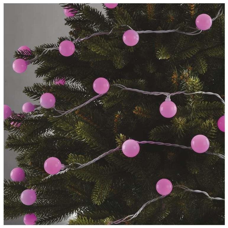Fényfüzér EMOS LED-es cherry fényfüzér - gömbök 2,5 cm, 4 m, beltéri és kültéri, rózsaszín, időzítővel Lifestyle