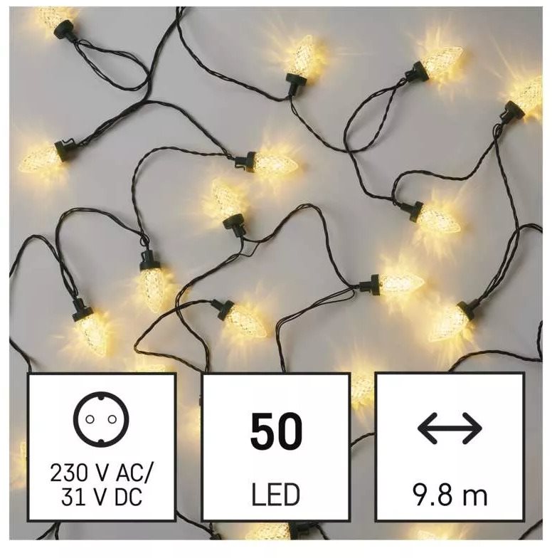 Svetelná reťaz EMOS LED vianočná reťaz – šišky, 9,8 m, vonkajšia aj vnútorná, teplá biela, programy ...