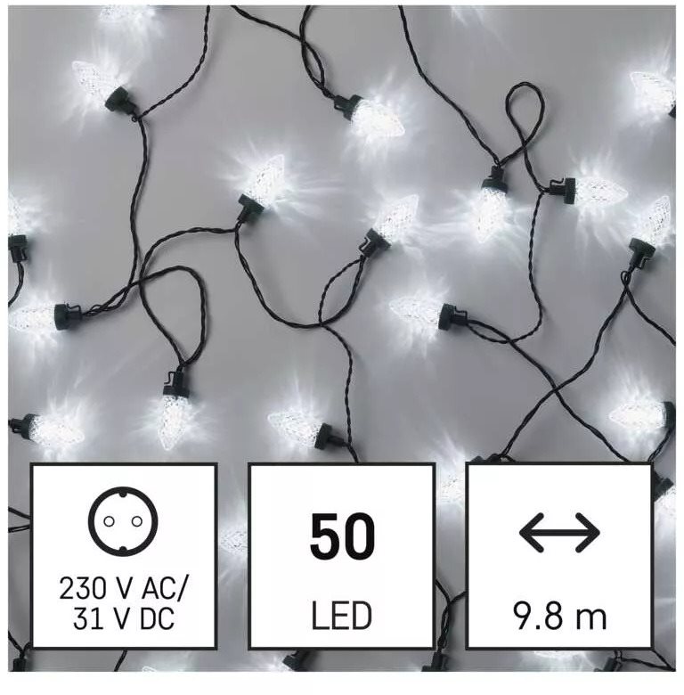 Fényfüzér EMOS LED karácsonyi fényfüzér – tobozok, 9,8 m, kültéri és beltéri, hideg fehér, programok ...