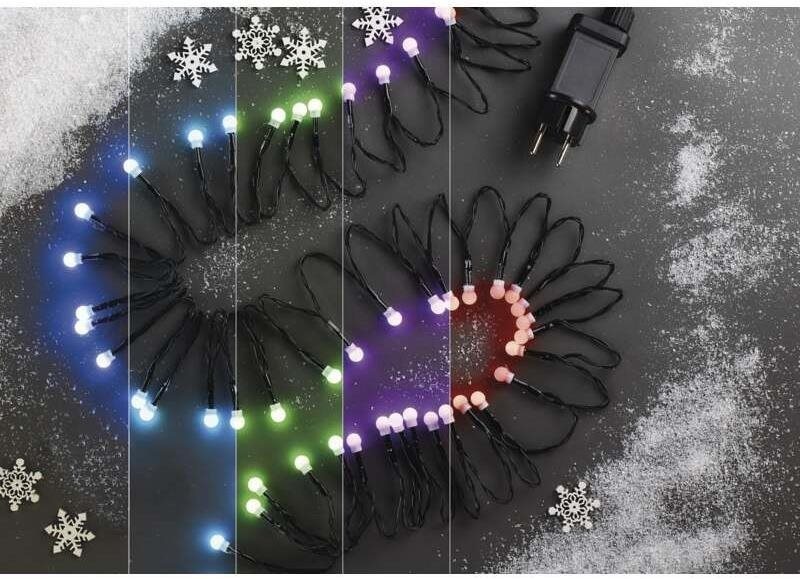 Svetelná reťaz EMOS LED vianočná cherry reťaz – guľôčky, 10 m, RGB, ovládač, programy, časovač Lifestyle