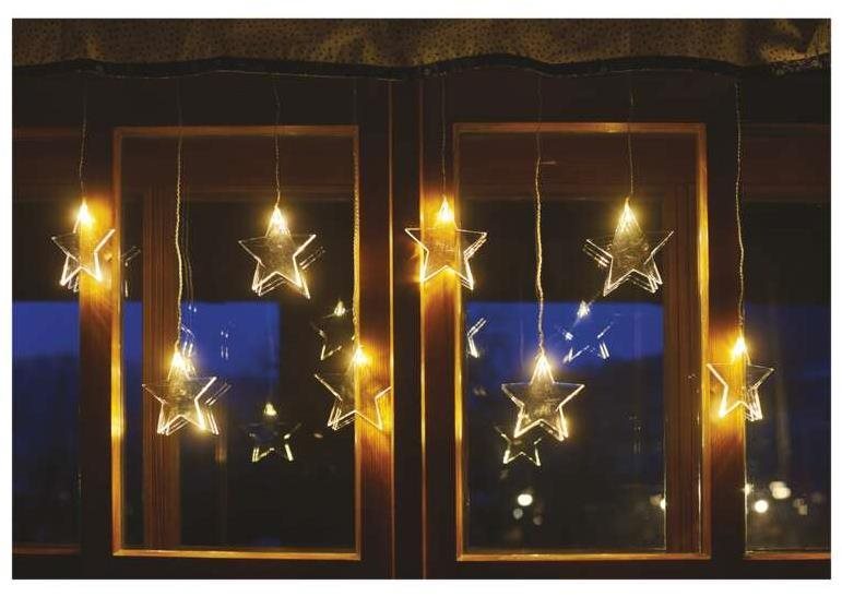 Svetelná reťaz EMOS LED vianočný záves – hviezdy, 45 × 84 cm, vonkajšie aj vnútorné, teplá biela Lifestyle