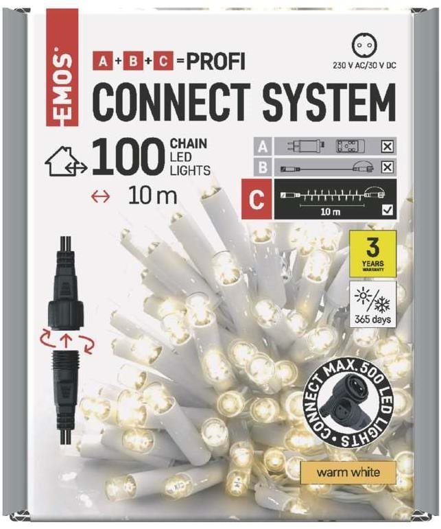 Lichterkette EMOS Profi-LED-Verbindungskette weiß, 10 m, außen und innen, warmweiß Verpackung/Box