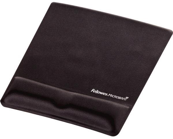 Mouse Pad Fellowes Health-V Foam Microban Lycra, with wrist support, black Lateral view