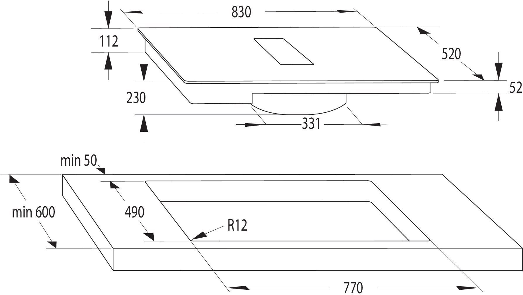 Cooktop GORENJE HET949BSC Technical draft