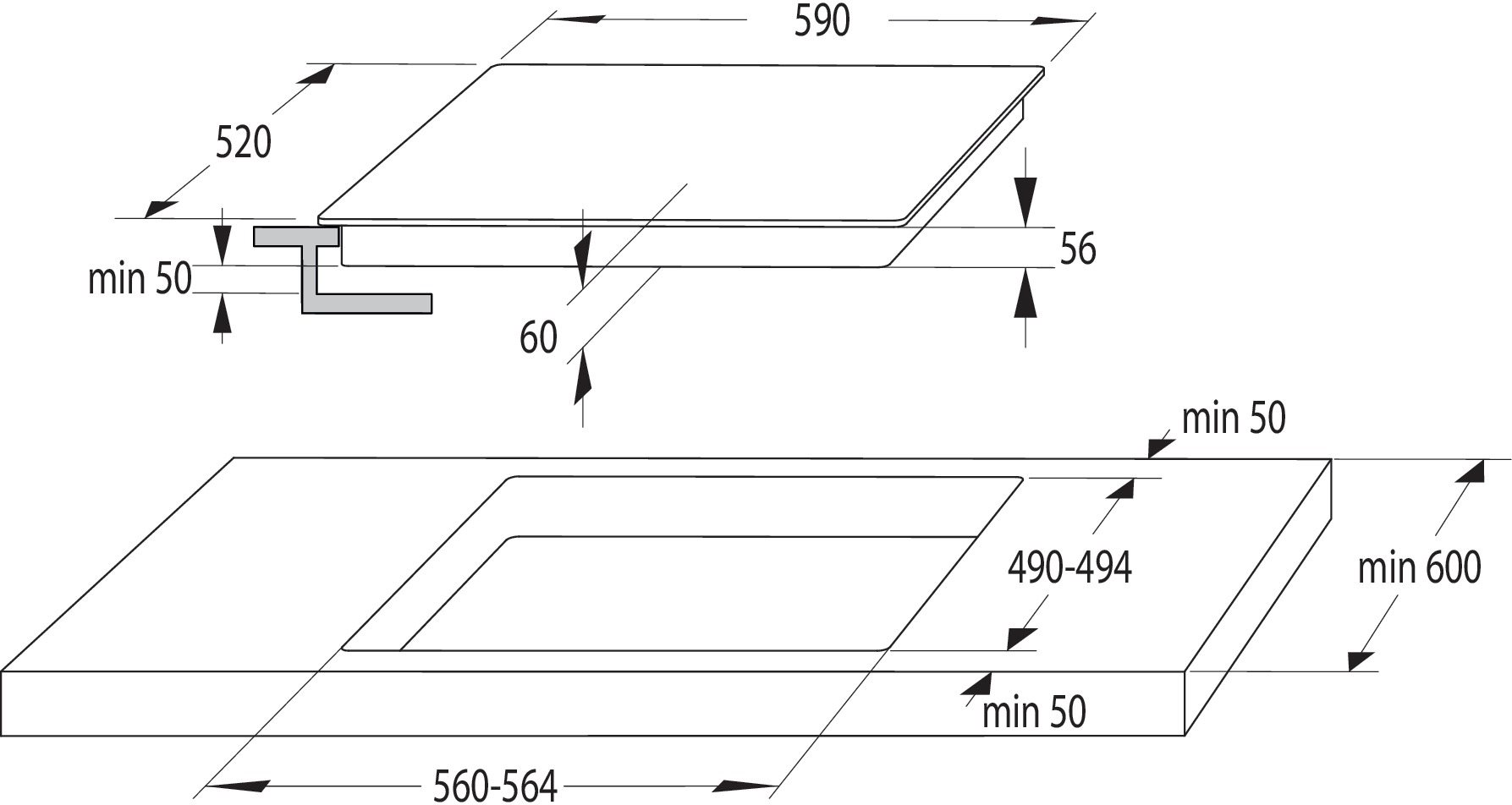Cooktop GORENJE GI6401BSCE Technical draft