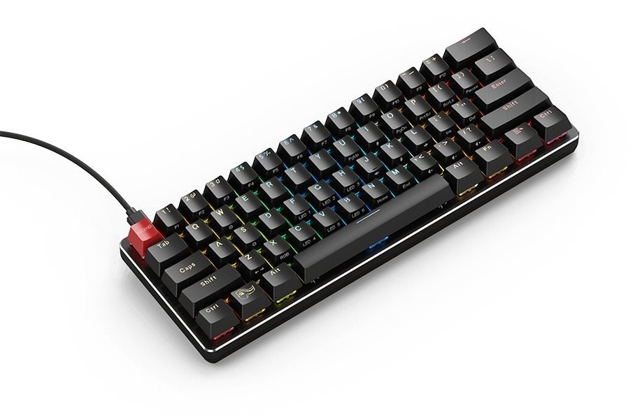 Gaming-Tastatur Glorious GMMK Compact - Gateron Brown, USA, schwarz Seitlicher Anblick
