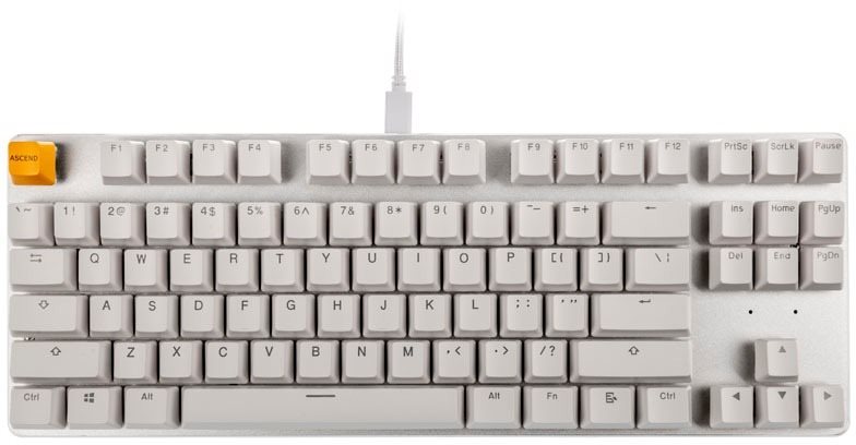 Herná klávesnica Glorious GMMK TKL White Ice Edition – Gateron-Brown, US, biela Screen