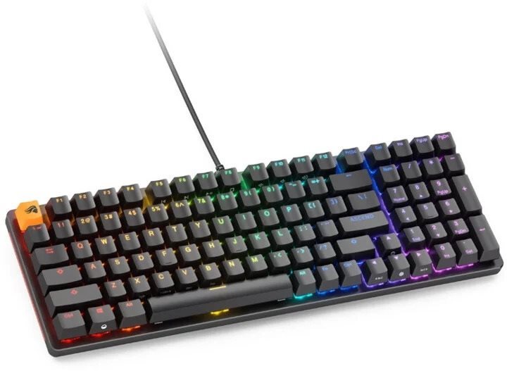 Gaming-Tastatur Glorious PC Gaming Race GMMK 2 Full-Size - Fox Switches - schwarz - US Seitlicher Anblick