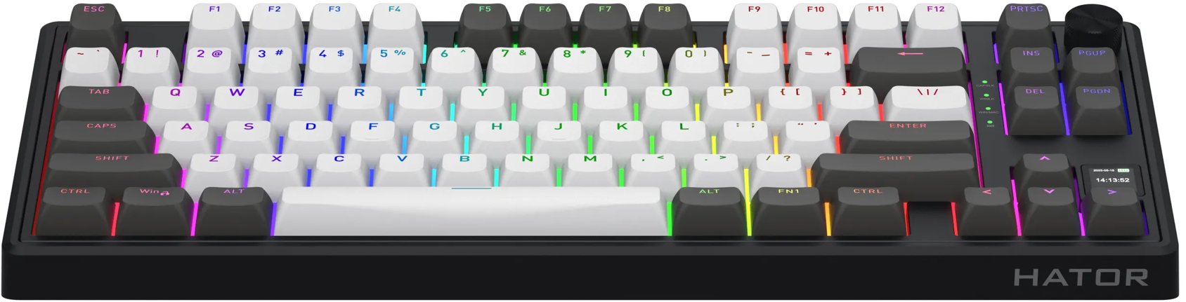 Gaming Keyboard Hator Skyfall 80 PRO wireless, white and black - US ...