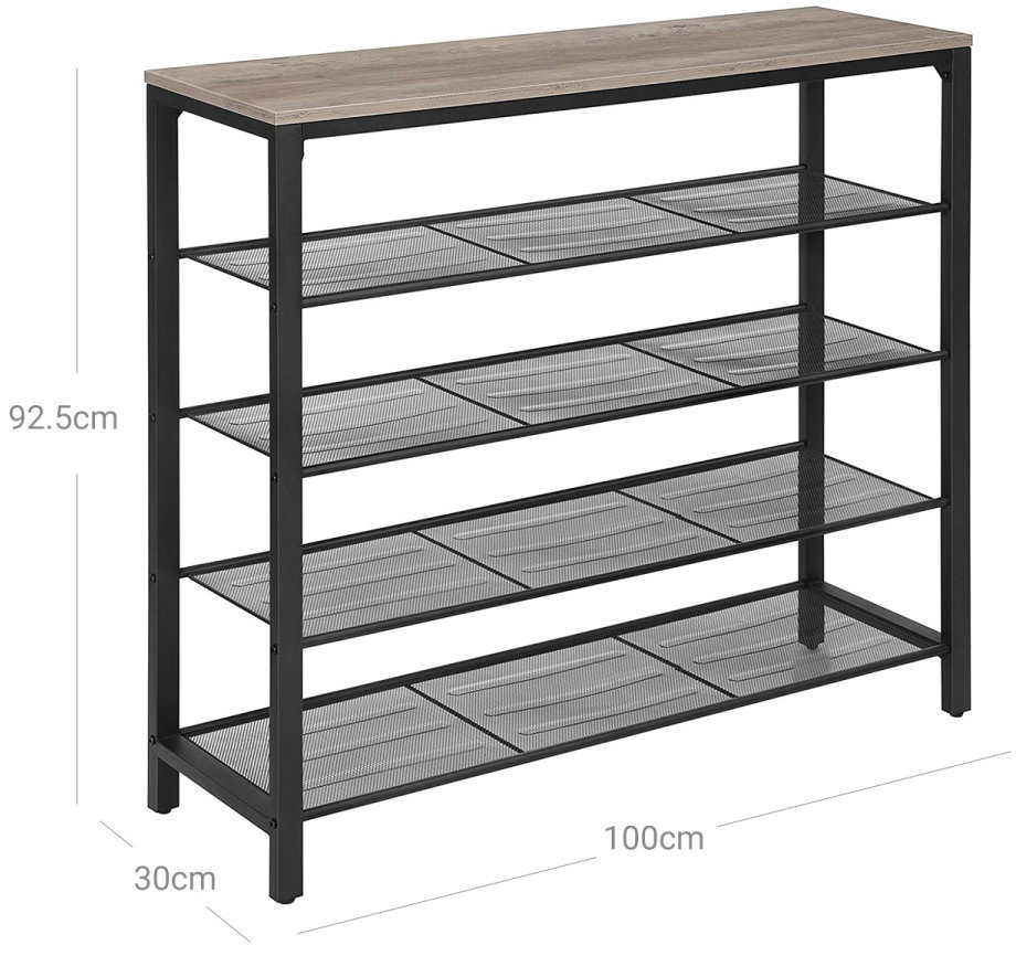Shoe Rack VASAGLE Industrial shoe rack, 4 shelves, 100 × 30 × 92,5 cm ...