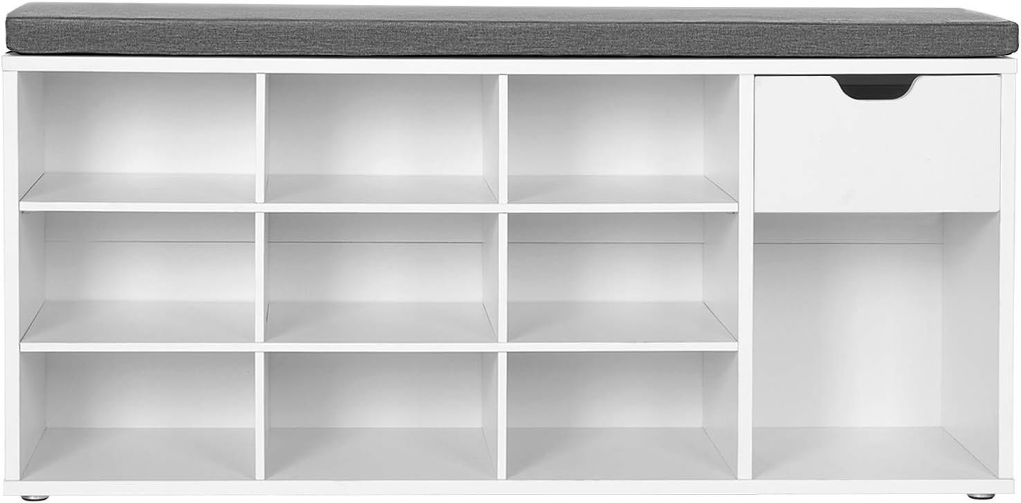 Shoe Rack Songmics Shoe rack with bench and drawer Vasagle Tery white ...