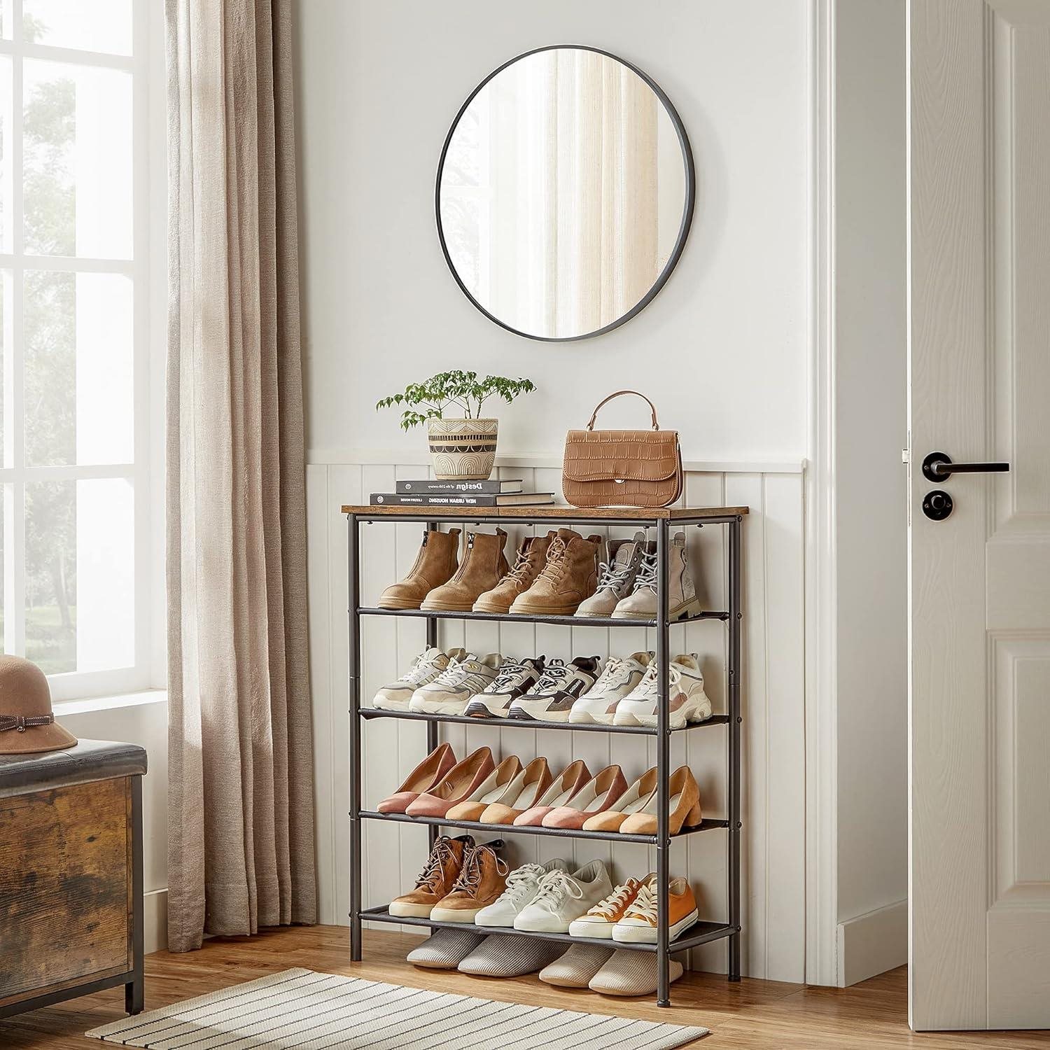 Shoe Rack Houseland Vasagle Slima, brown / black ...