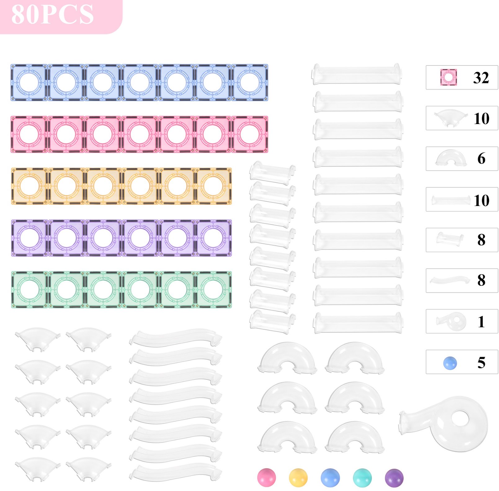 Building Set MNTL Magnetic kit Run toy, pastel, 80 pcs ...