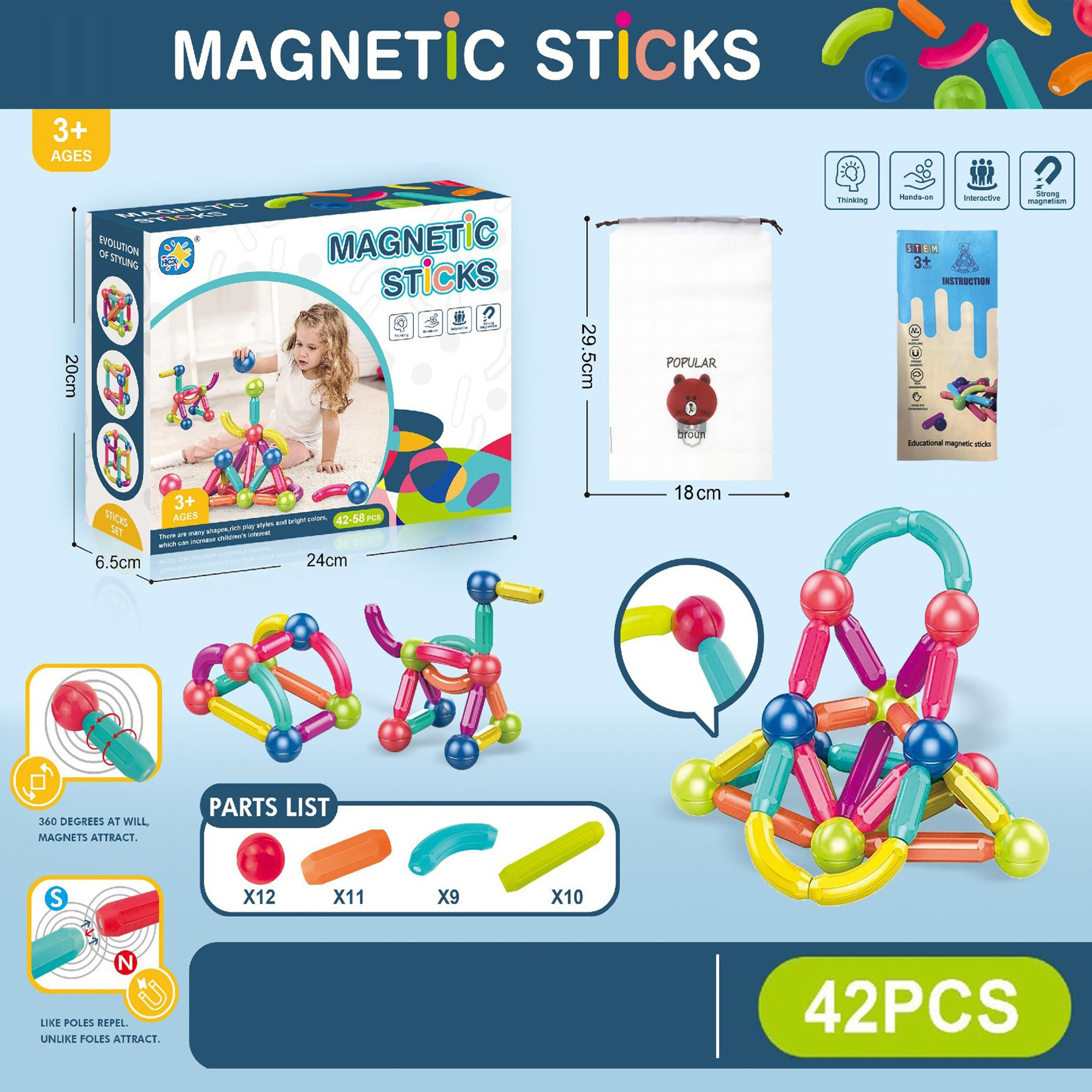 Building Set Bavytoy Magnetic building set 42 pieces ...