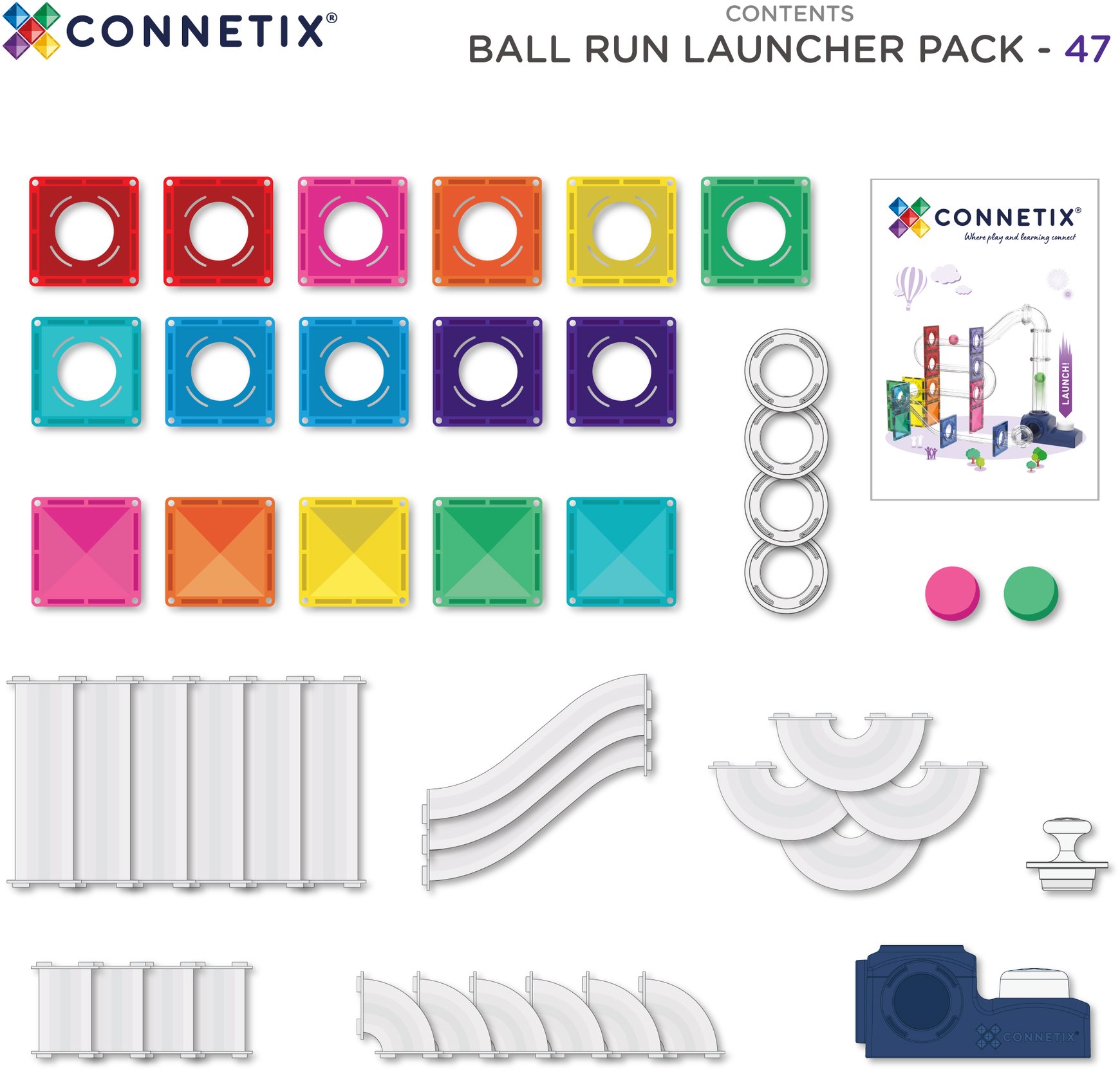 Building Set Connetix Tiles Ball Run Launcher Pack 47pcs ...