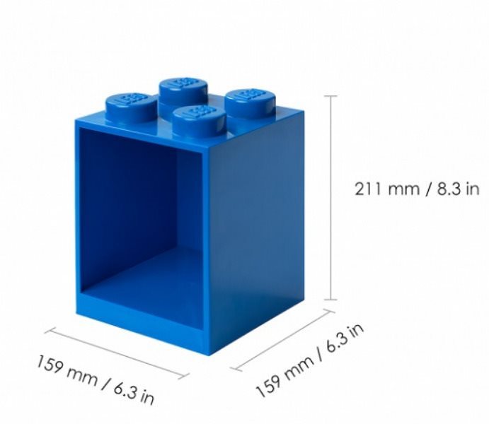 Polc LEGO Brick függő polc, 2 db-os szett - piros Műszaki vázlat