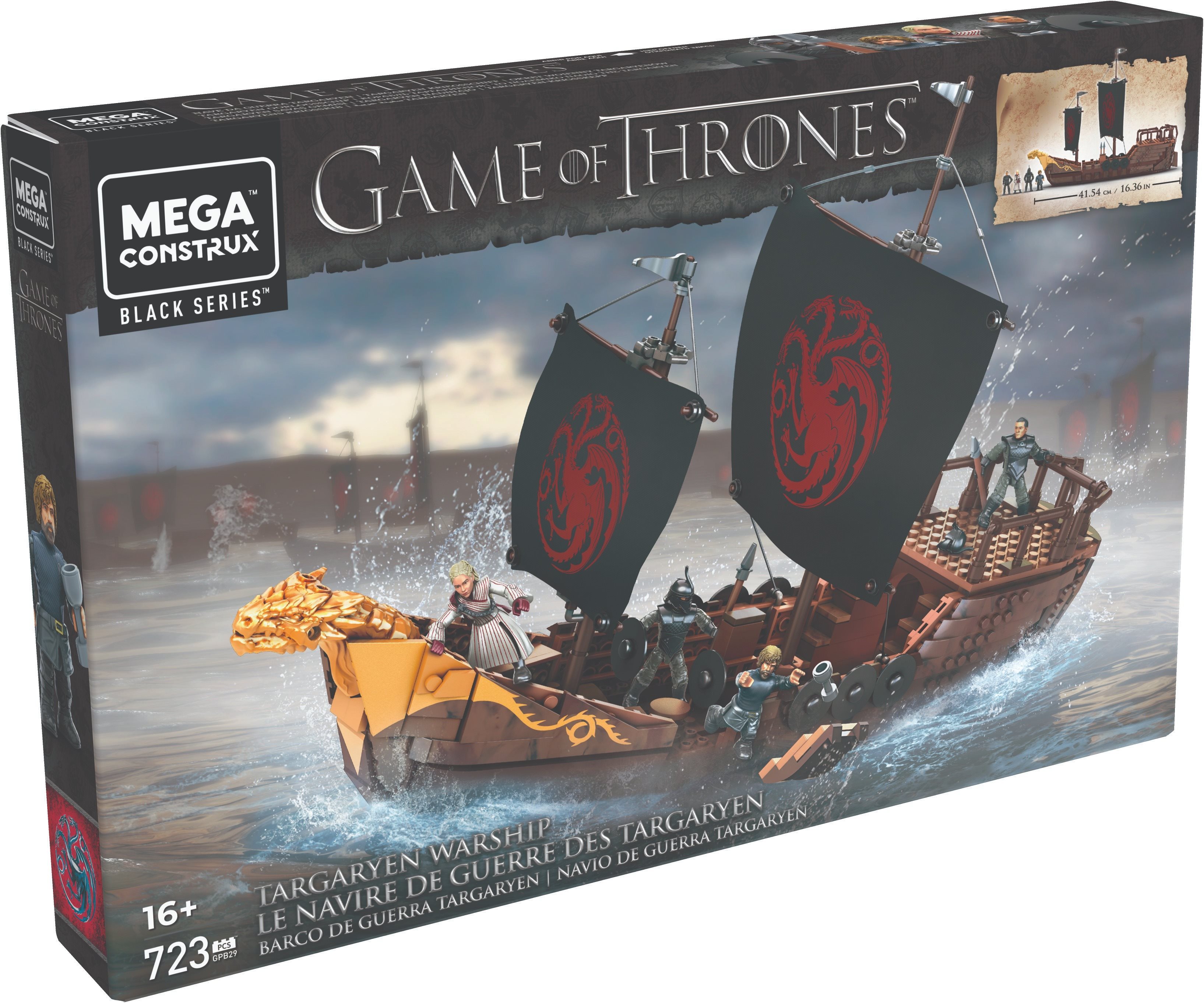 Építőjáték A Mega Bloks Thrones játék Targaryen hajója Csomagolás/doboz