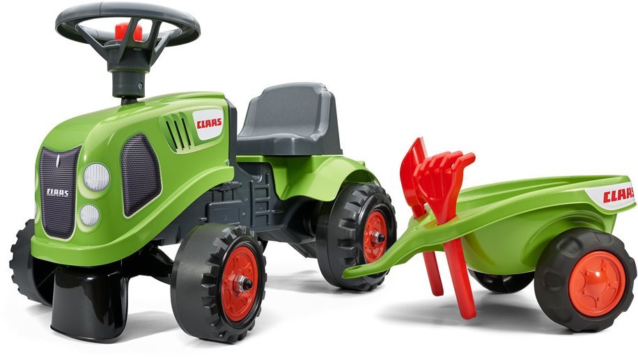 Balance Bike Balance bike tractor Claas green with steering wheel and flatbed Lateral view