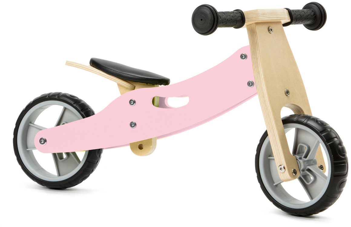 Balance Bike Nicko - Wooden bouncer 2in1 mini - pink Lateral view
