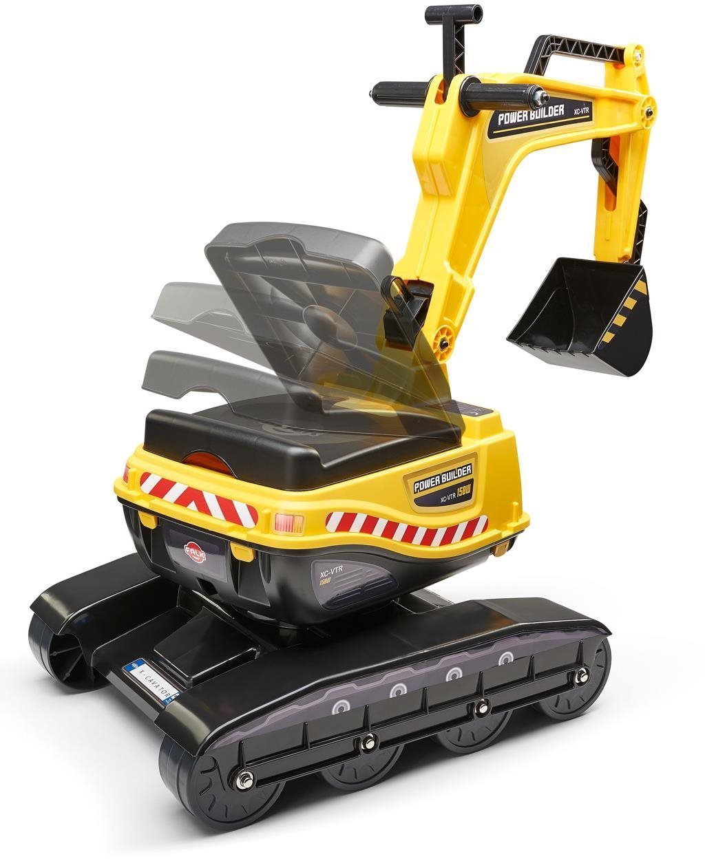 Balance Bike Excavator yellow with folding seat Lateral view