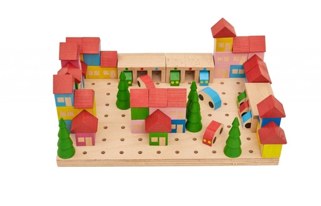 Building Set Wooden Kit Town - 67 Pieces ...