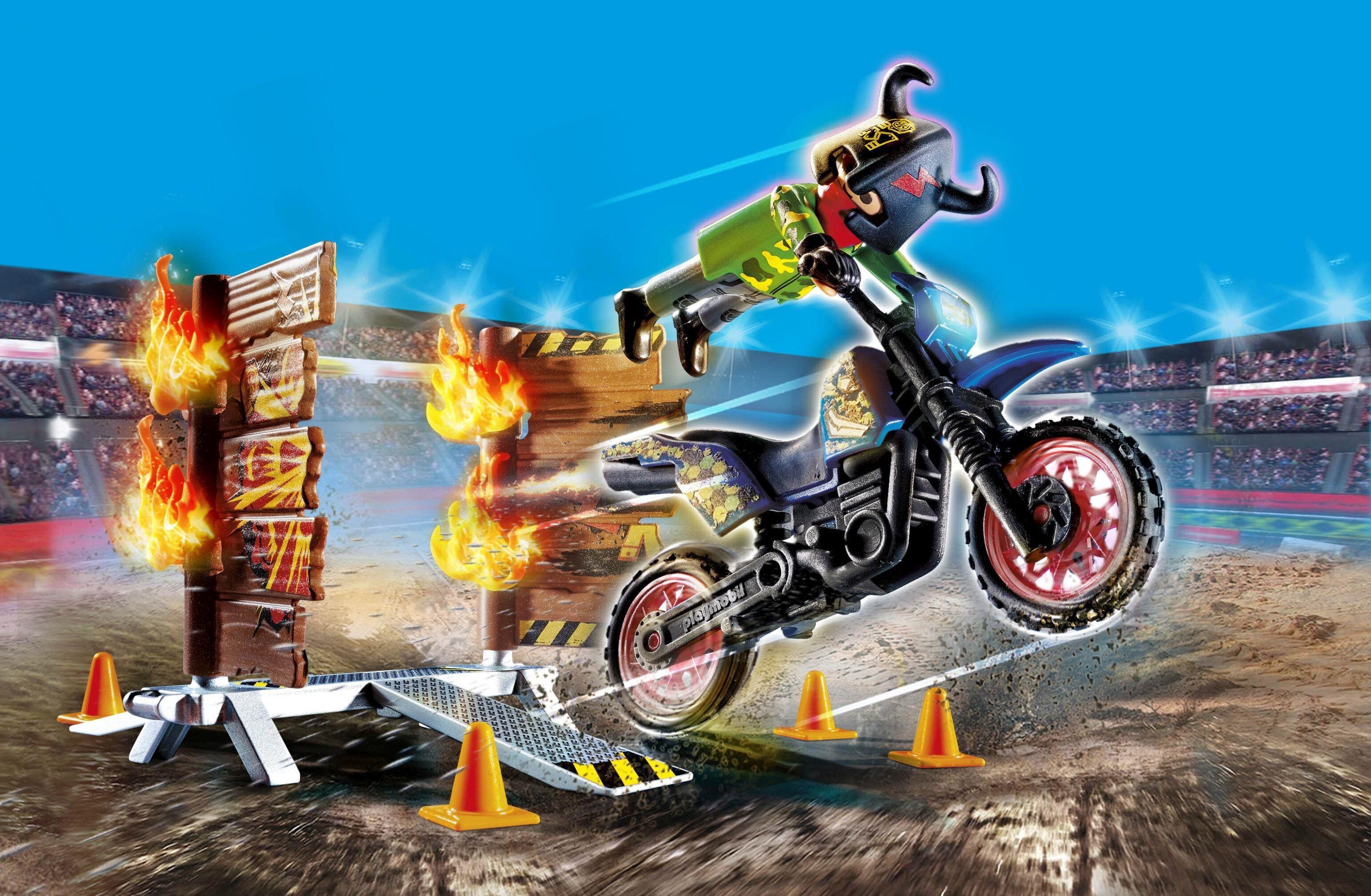 Building Set Playmobil 70553 Stunt Show Motorbike with Fire Wall Lifestyle