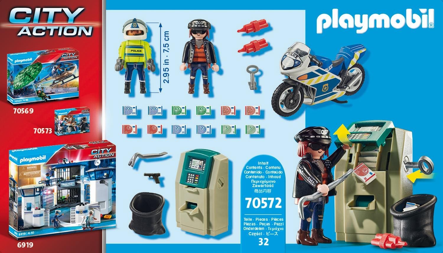Building Set Playmobil 70572 Police Motorcycle: Chasing the Robber Features/technology