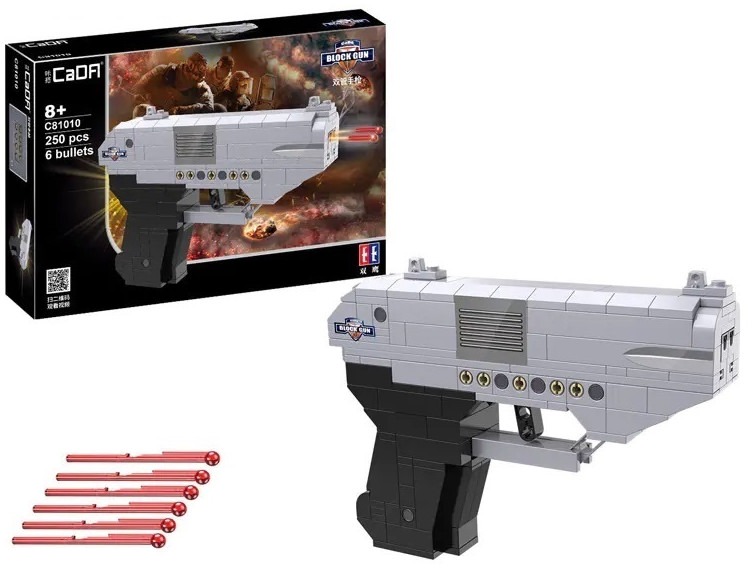 Building Set CaDA kit double barrel pistol 250 pieces, shoots plastic sticks ...