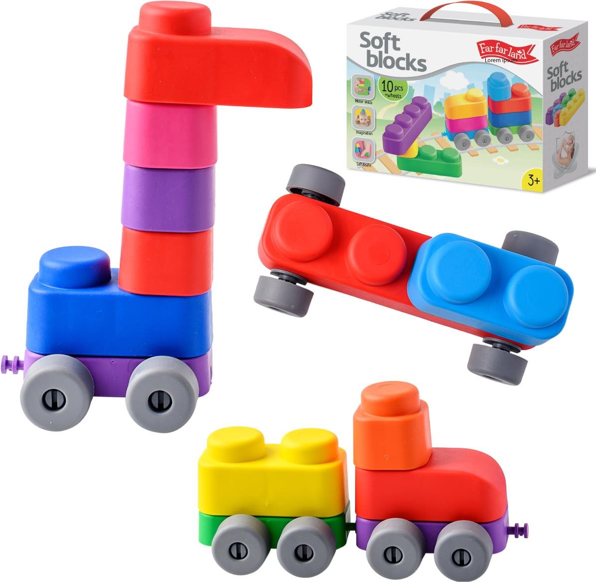 Building Set Far far land Soft Blocks Plus Wheels 10 pcs + 8 wheels ...