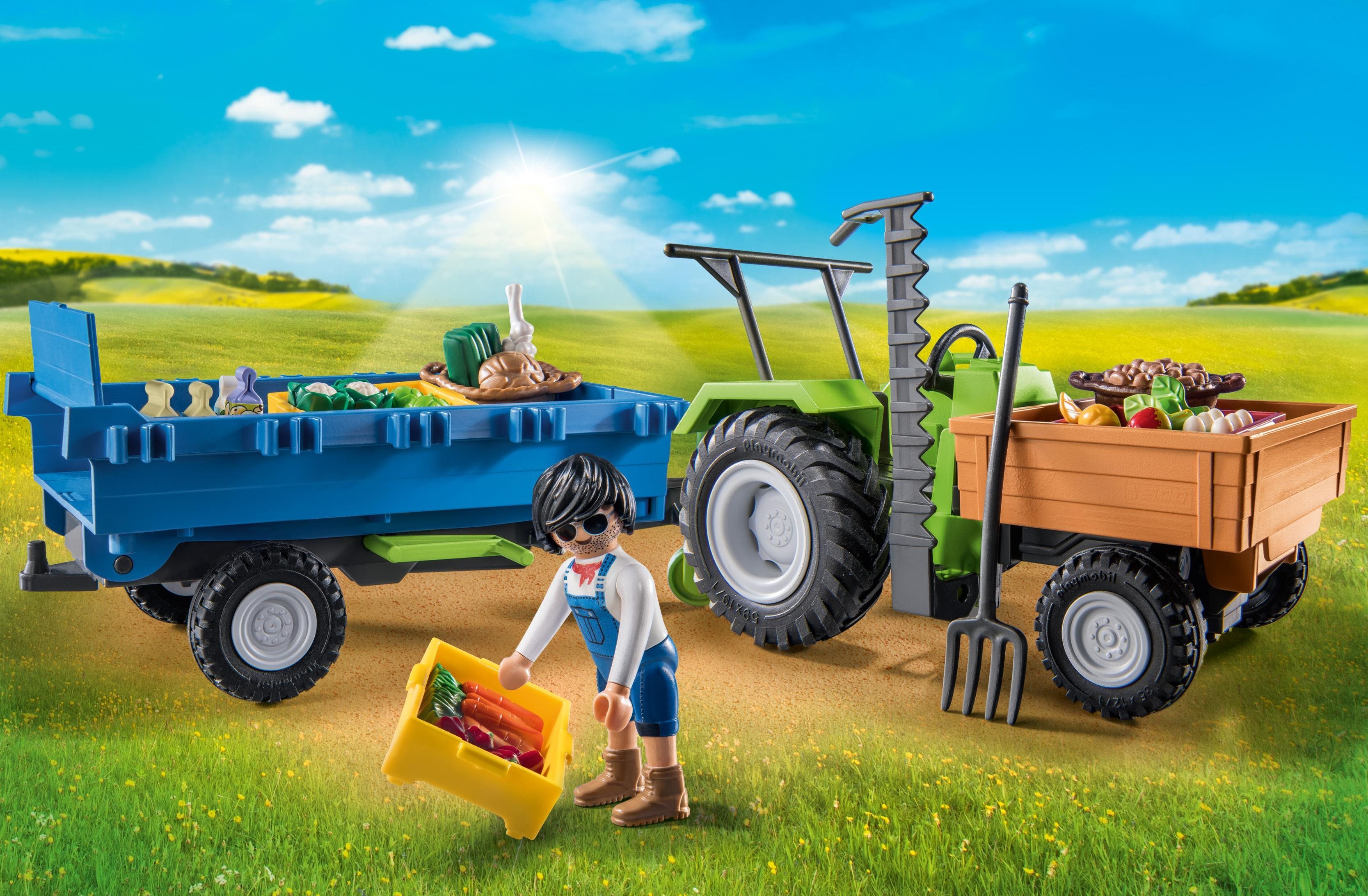 Building Set Playmobil 71249 Tractor with trailer ...