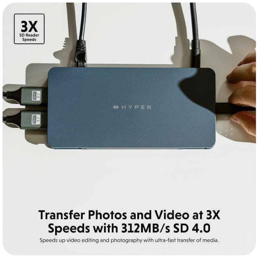Dokkoló állomás HyperDrive Universal Silicon Motion USB-C 10in1 Dual HDMI ...