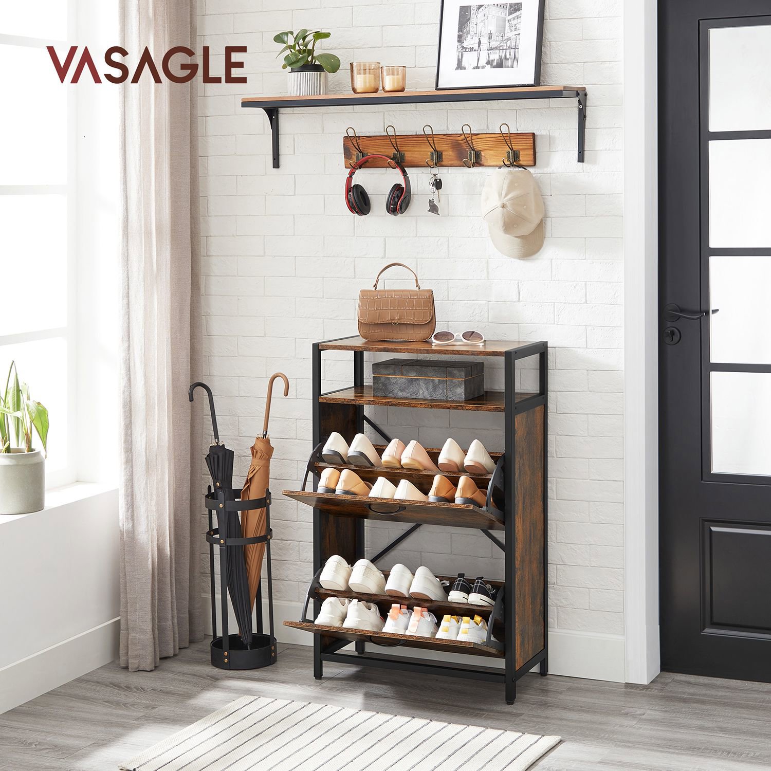 Shoe Rack Songmics Shoe rack Vasagle CEBIO brown/black ...