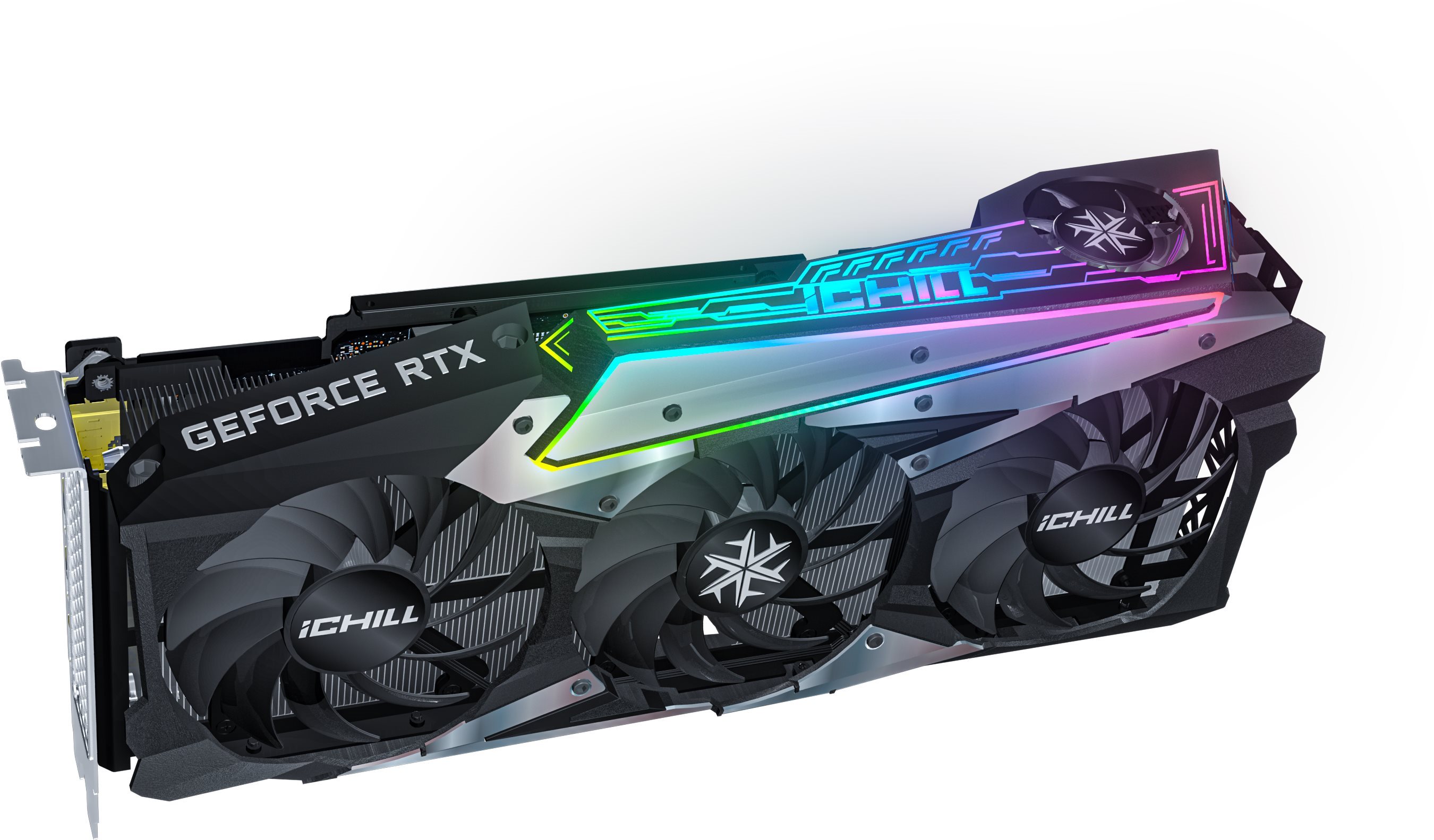 Grafikkarte Inno3D GeForce RTX 3070 iCHILL X4 Seitlicher Anblick