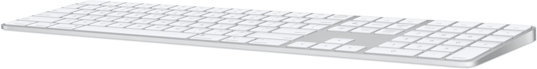 Klávesnica Apple Magic Keyboard s Touch ID a Numerickou klávesnicou, strieborná – HU Bočný pohľad