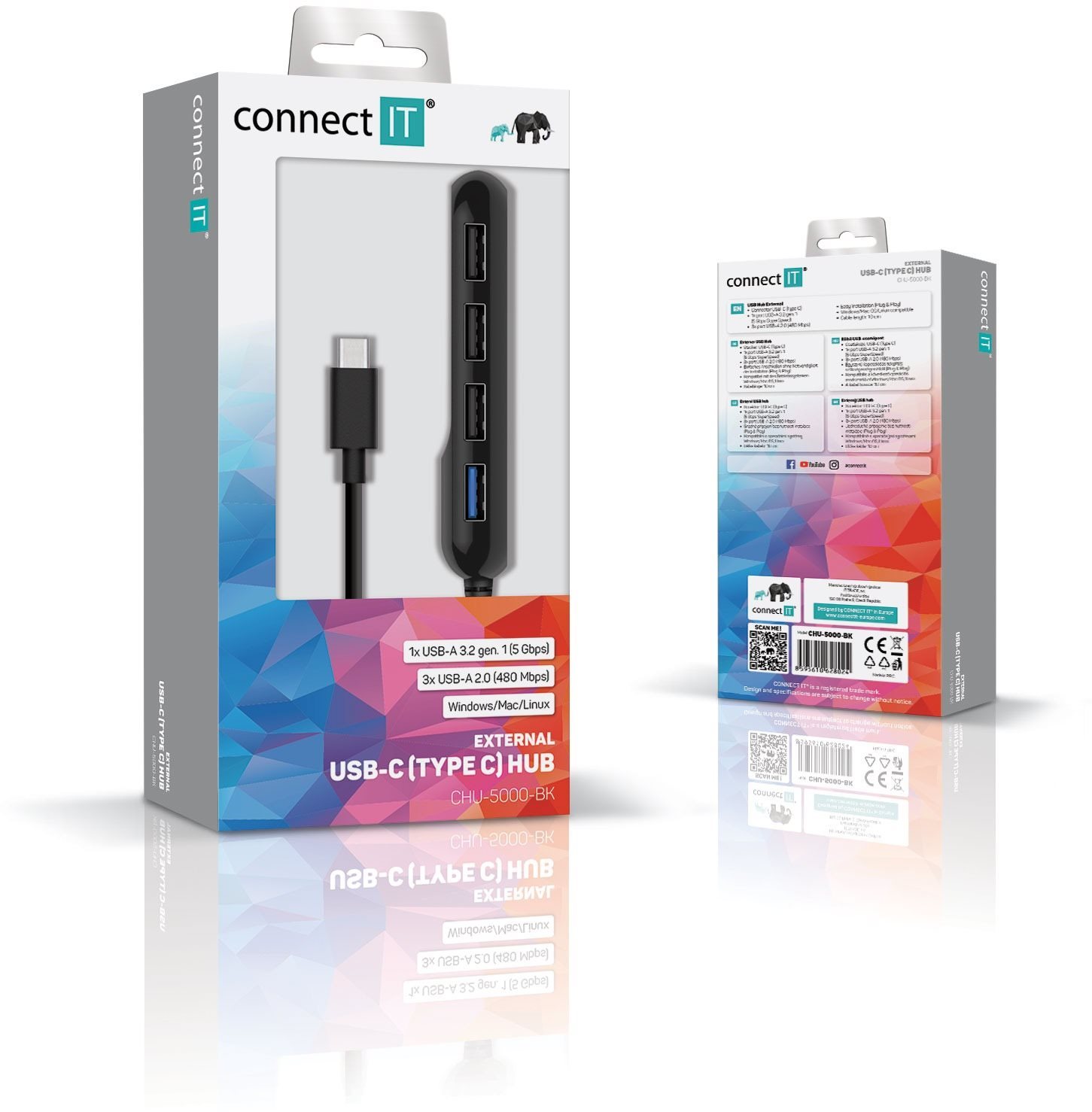 USB Hub CONNECT IT CHU-5000-BK USB-C Hub, Black ...
