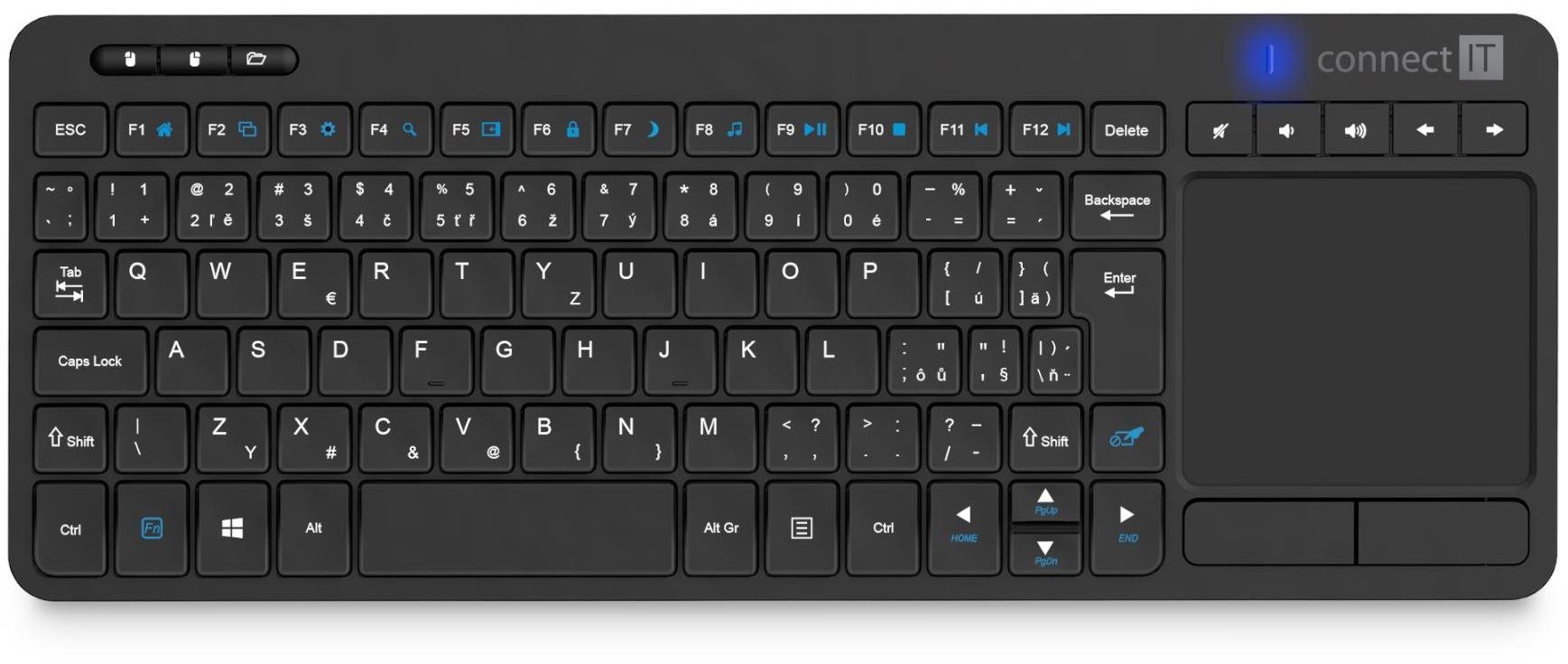 Keyboard CONNECT IT Touch - CZ/SK, black ...