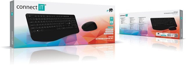 Keyboard and Mouse Set CONNECT IT CKM-7803-CS (CZ+SK), Black Packaging/box