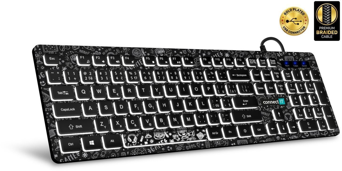 Keyboard CONNECT IT DOODLE, black, CZ/SK ...