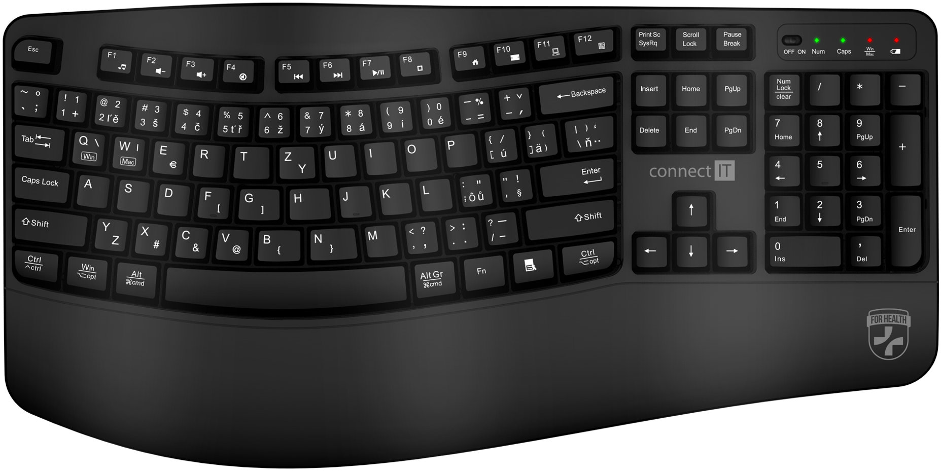 Keyboard CONNECT IT FOR HEALTH Ergonomic, black - EN/SK ...