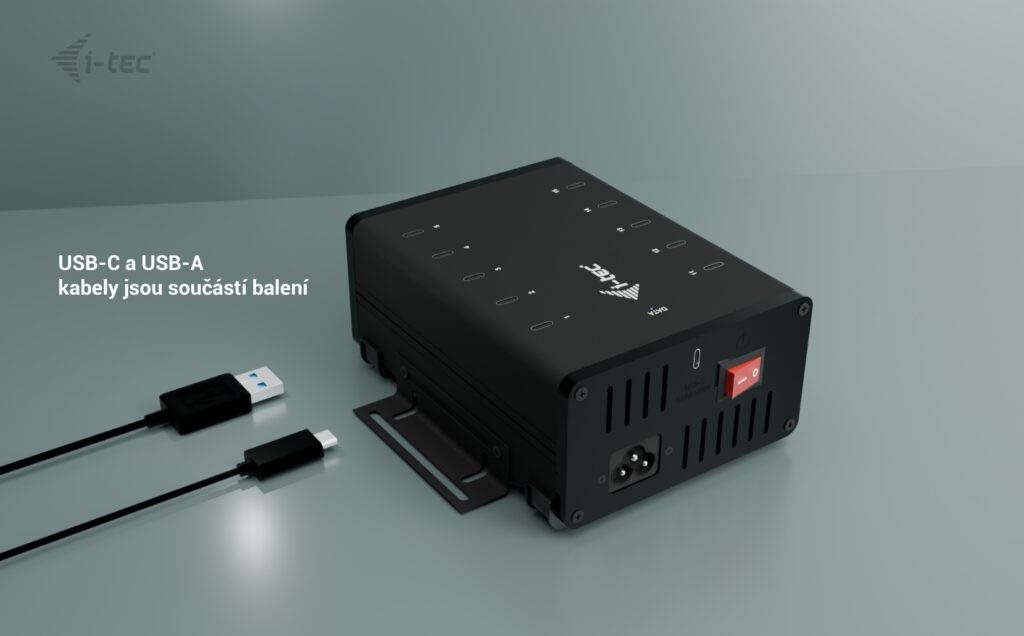 USB Hub i-tec USB-C/USB-A Metal Charging+Data HUB, 15W per port, 10x USB-C, 180W ...