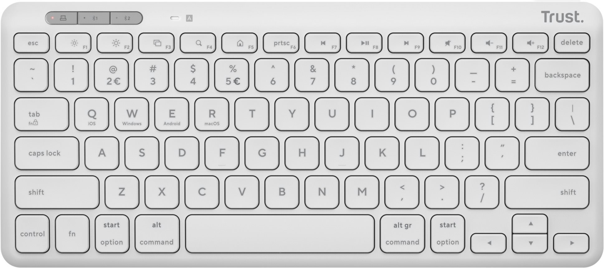 Billentyűzet Trust LYRA Compact Wireless Keyboard - US, fehér ...